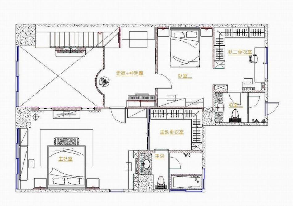 美式风格2楼平面图装修图片
