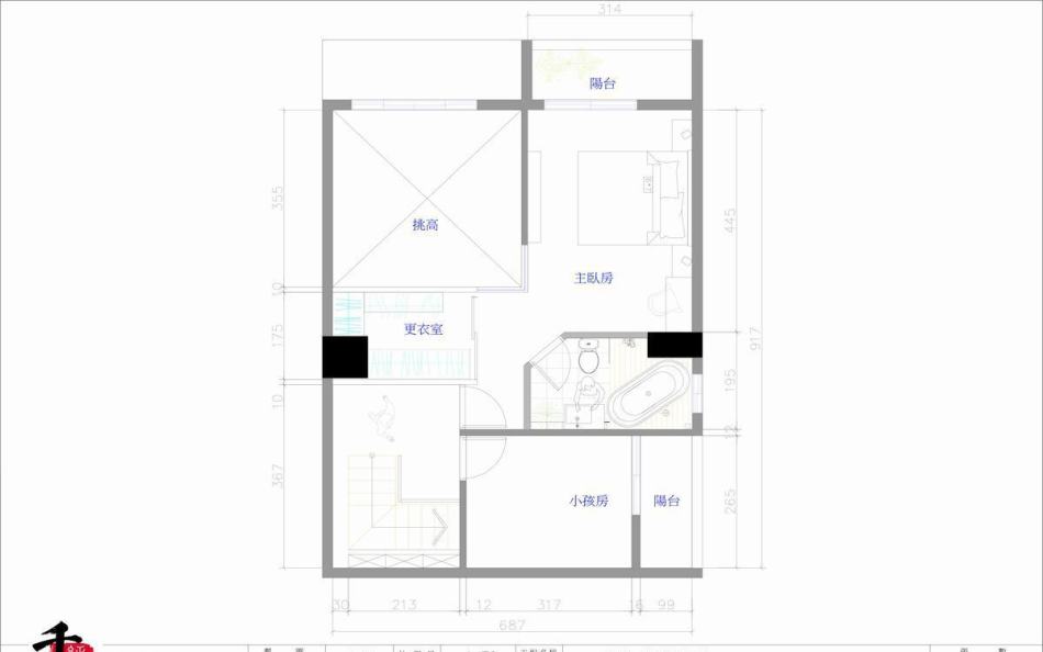 现代风格2F平面图图