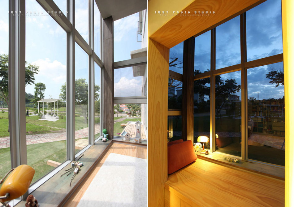 自然休闲一楼休憩区(白天与夜晚)效果图