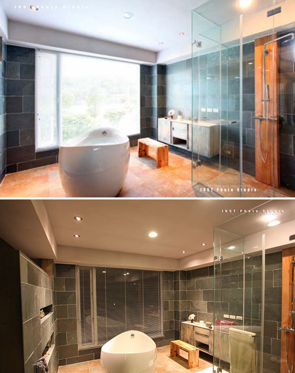 自然休闲主卧卫浴效果图